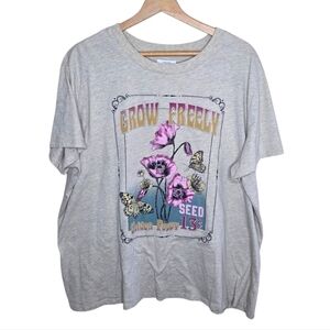 Maurices | Oatmeal Short Sleeve Floral Seed Packet Graphic Tee Plus Size 2X